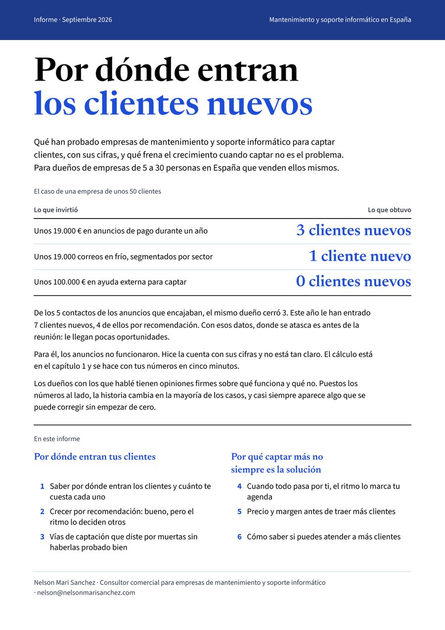 Portada del informe Por dónde entran los clientes nuevos